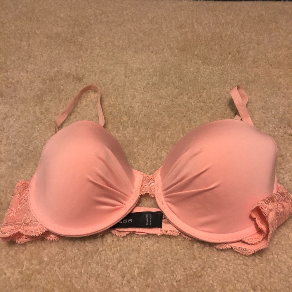 really cute pink bra with lace straps